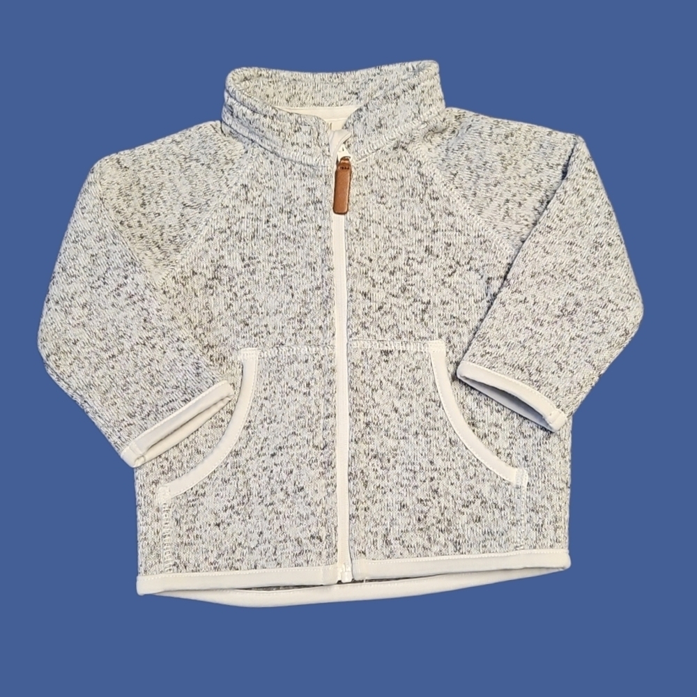 H&M Gray and White Fleece Jacket 6 Months Unisex